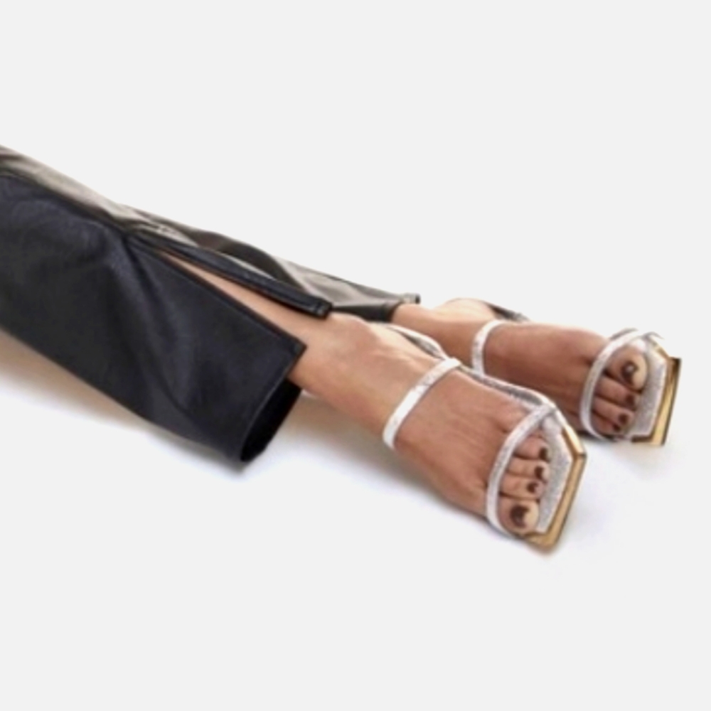 Nwot,Good American Python Stone Square Toe Kitten… - image 5